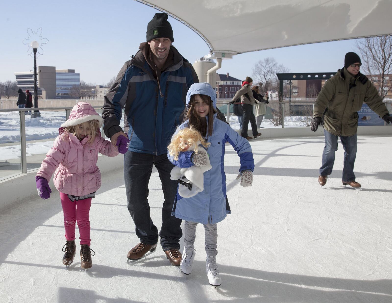 Open skating and beginners’ lessons are available for all ages at the Riverscape ice rink. CONTRIBUTED