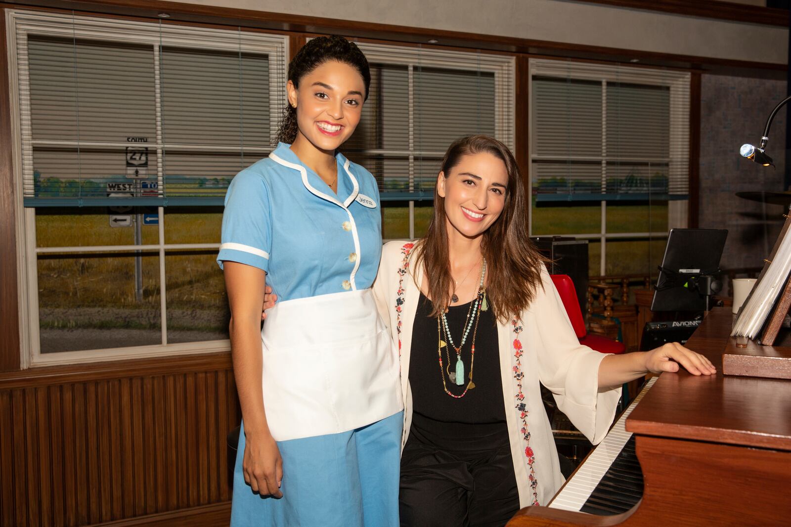 Jisel Soleil Ayon, left, who plays the lead role of Jenna in the musical "Waitress," opened the Clark State Performing Arts Center's 2021-2022 season. Ayon is seen here with singer-songwriter Sara Bareilles, who wrote the show's music and lyrics and has played Jenna on Broadway. Photo by Jeremy Daniel
