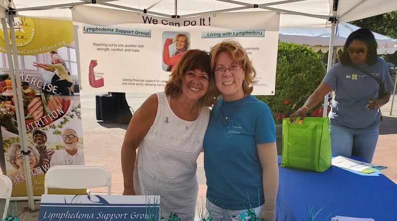 Franci Schwab, right, with Terri Baldasare, who started the Living With Lymphedema foundation