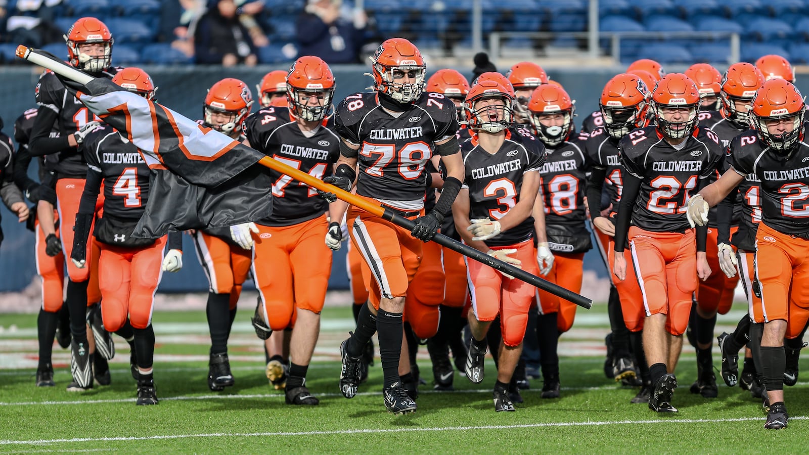Coldwater defeated Kirtland 31-7 to win the Division VI state football championship on Saturday at Tom Benson Hall of Fame Stadium in Canton. Michael Cooper/CONTRIBUTED