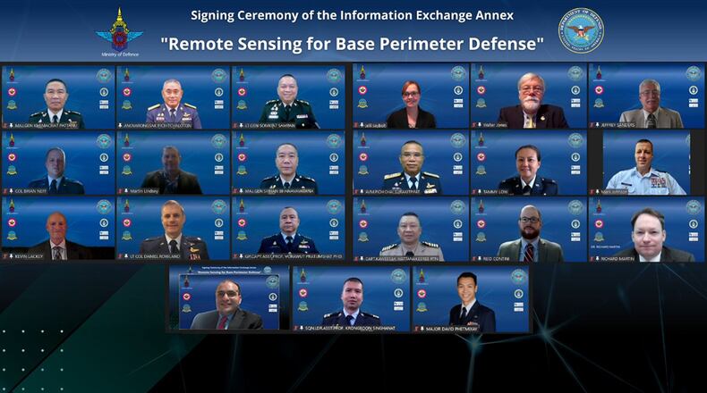 The deputy undersecretary of the Air Force for International Affairs and director-general of Thailand’s Defence Science and Technology Department signed an information-exchange agreement during a virtual ceremony on June 1. The milestone agreement will allow both parties to advance the theory and testing needed for systems that can sense, detect and classify installation threats. CONTRIBUTED PHOTO