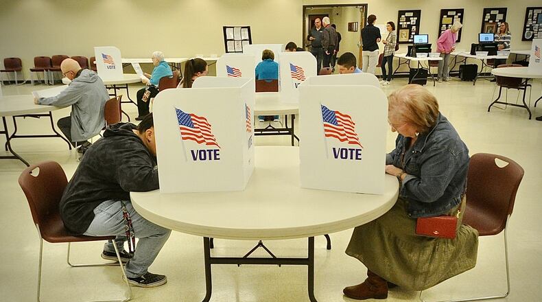 Voters turned out Tuesday, November 7, 2023, to vote at the St. John the Baptist Catholic Church in Tipp City. MARSHALL GORBY \STAFF