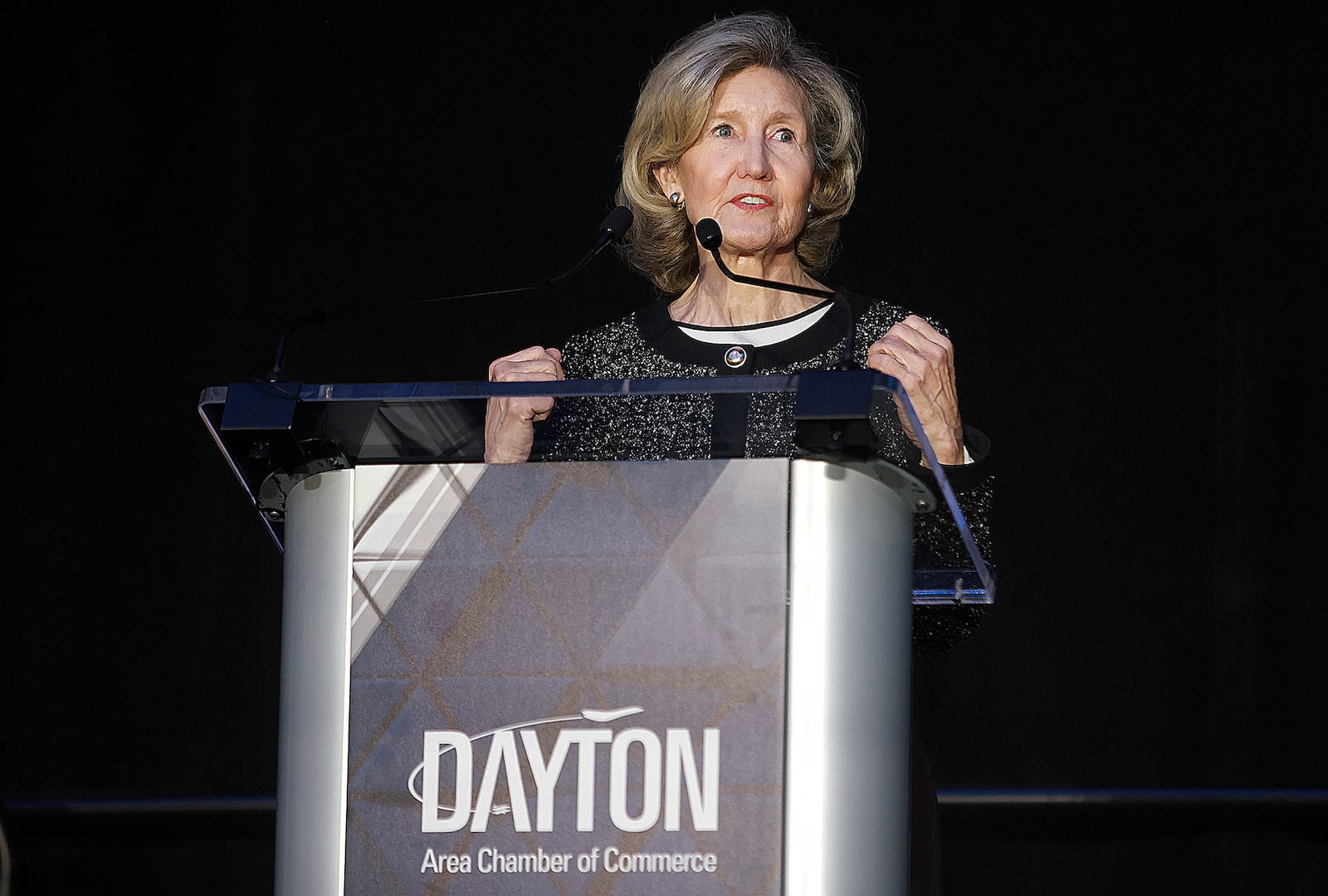 Former Ambassador to NATO, Kay Bailey Hutchison, was the keynote speaker for the Dayton Area Chamber of Commerce 2025 annual memberhip meeting, Monday. March 10, 2025 at the Dayton Convention Center. MARSHALL GORBY\STAFF