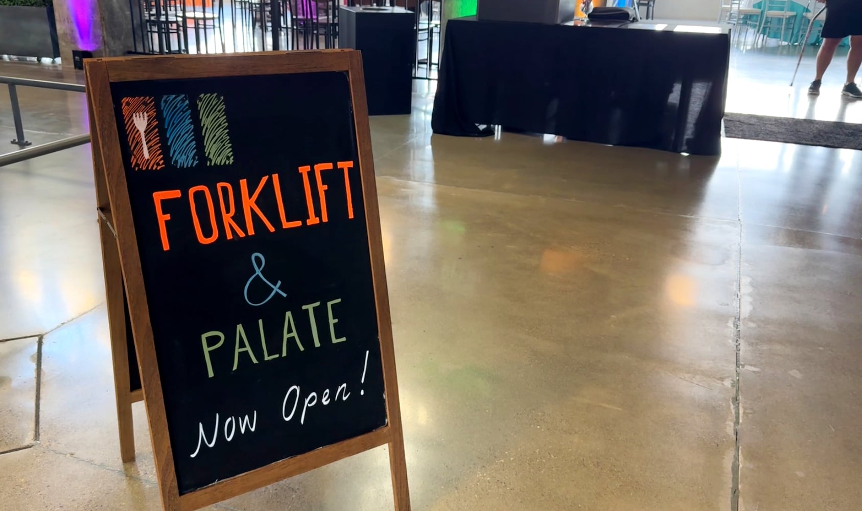 Forklift and Palate opens temporary location