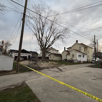Yellow tape keeps people away from fallen power lines after thunderstorms and high winds March 11-16, 2026. AES / PROVIDED