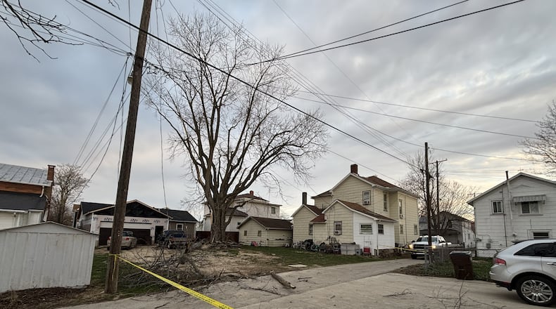 Yellow tape keeps people away from fallen power lines after thunderstorms and high winds March 11-16, 2026. AES / PROVIDED