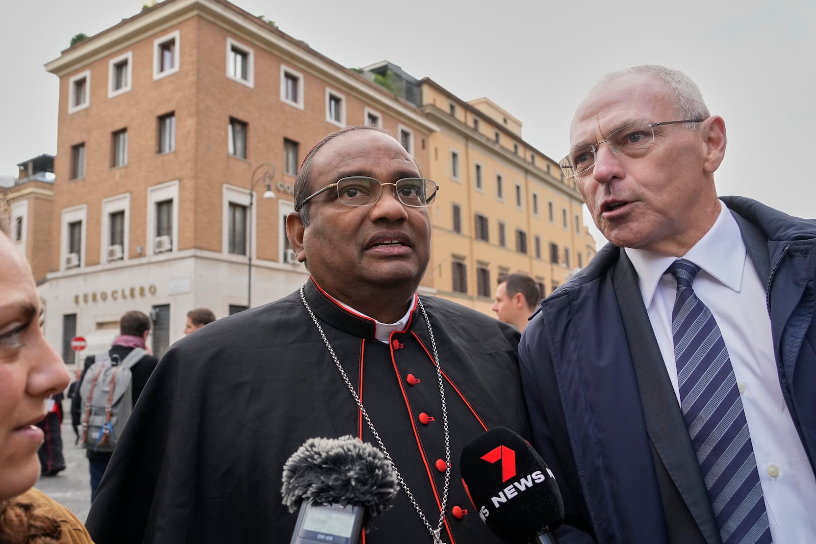 Cardinal Anthony Poola, from India, arrives for a college of cardinals' meeting, at the Vatican, Monday, April 28, 2025. (AP Photo/Gregorio Borgia)