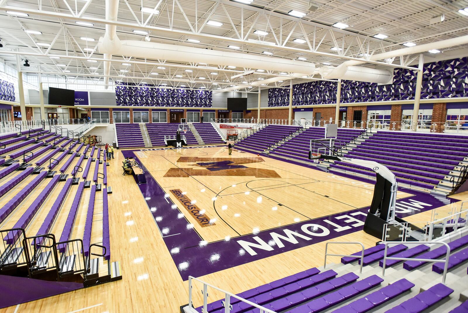 The new Jerry Lucas Court in Wade E. Miller Arena will host its first game Saturday, Dec. 9, at Middletown High School. The final game at the old Wade E. Miller Gymnasium is Friday. NICK GRAHAM/STAFF