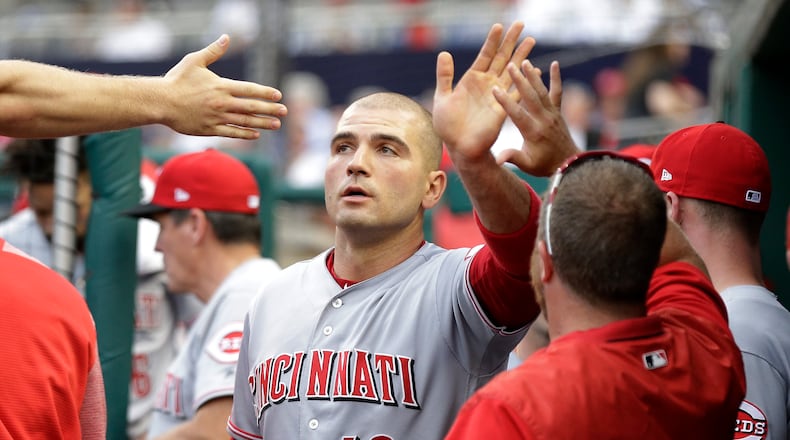 The Reds’ Joey Votto is hitting .304. (AP Photo/Mark Tenally)
