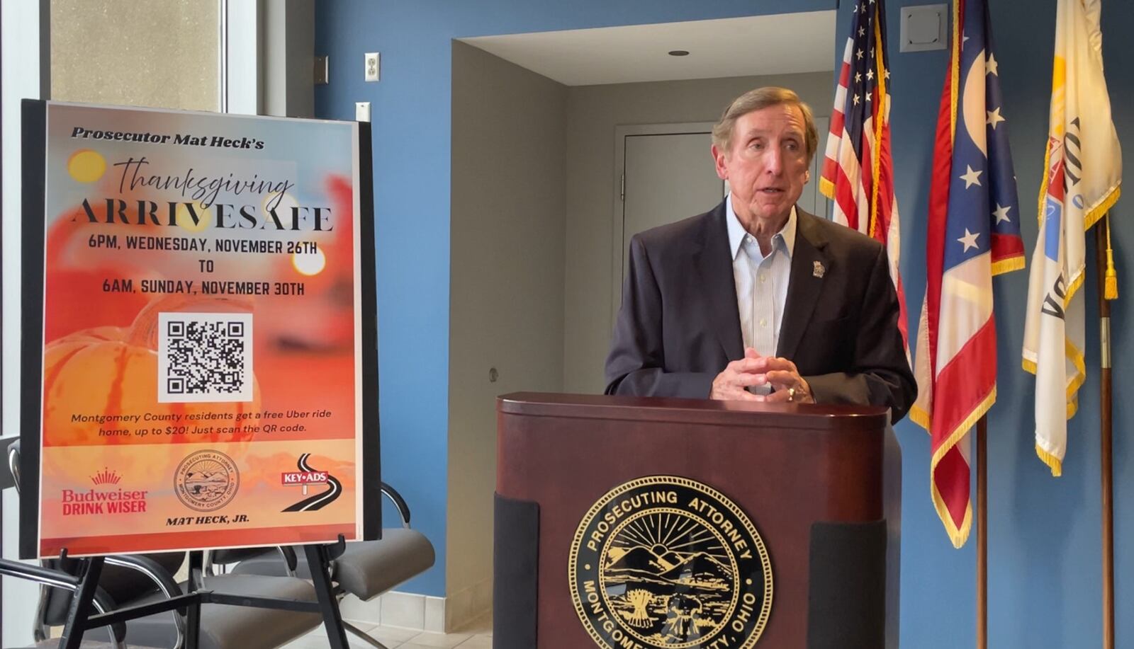 Montgomery County Prosecutor Mat Heck Jr. announces the ArriveSafe program will launch yet again this Thanksgiving weekend. SYDNEY DAWES/STAFF