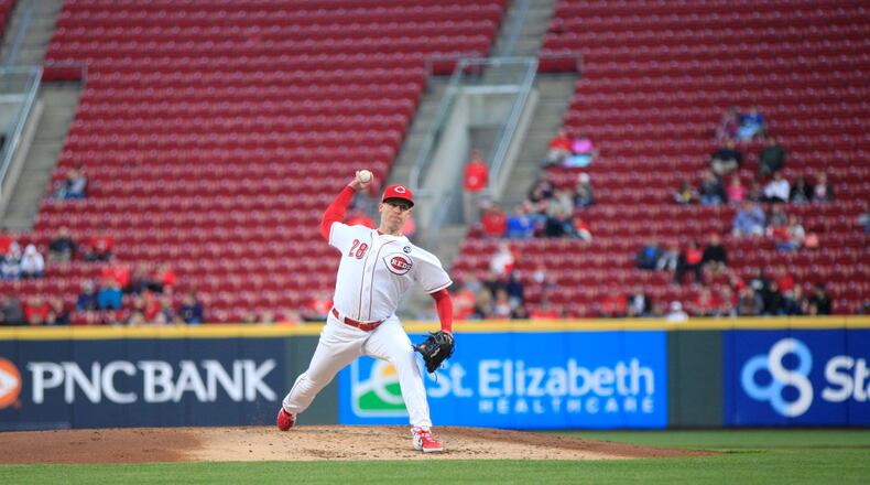 Reds against the Brewers on Tuesday, April 2, 2019, at Great American Ball Park in Cincinnati.