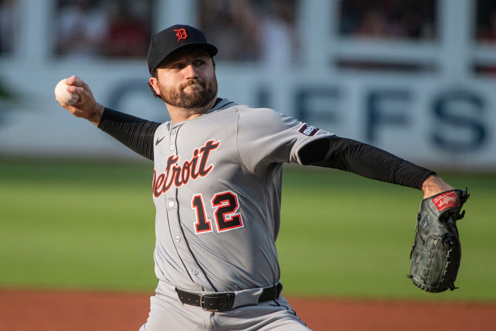 Detroit Tigers starting pitcher Casey Mize delivers against the Cleveland Guardians during the first inning of a baseball game, Saturday, July 5, 2025, in Cleveland. (AP Photo/Phil Long)