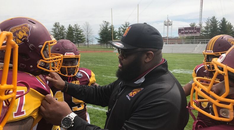 Former Chaminade Julienne standout Brandon McKinney, a longtime player in the NFL, is a first-year assistant coach at Central State. Tom Archdeacon/STAFF
