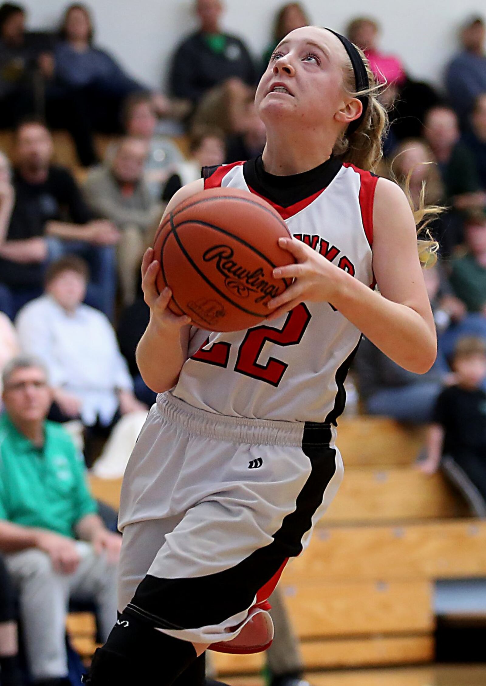 Madison guard Lily Campbell prepares to go up for a basket Saturday during a Division III sectional game against Bethel at Franklin Monroe. CONTRIBUTED PHOTO BY E.L. HUBBARD