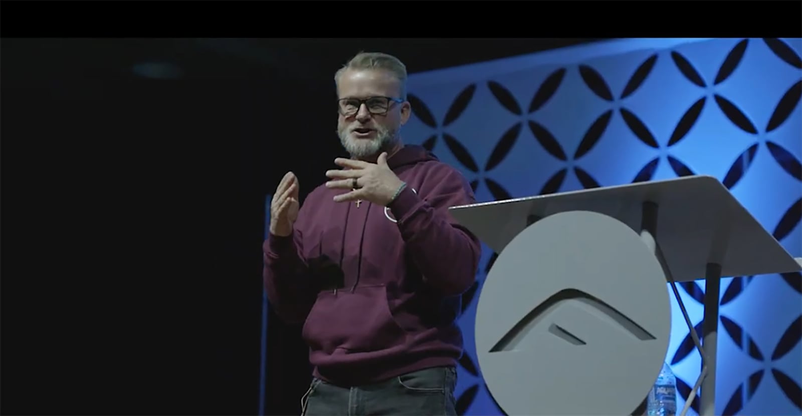 Pastor Scott Fussnecker preaching at the former Trenton Skateway, now reimagined as Foundation Community Church in Trenton. CONTRIBUTED