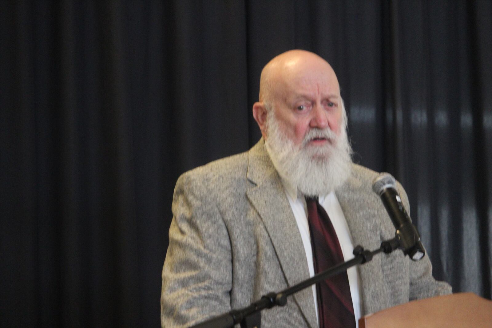John Koephnick, the son of the late artist Robert C. Koepnick, speaks at the Dayton Region's Walk of Fame. Robert Koepnick  gained a national reputation as a sculptor.