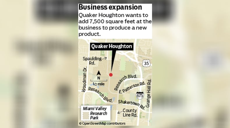 A Kettering industrial processing plant north of Miami Valley Research Park is seeking to expand. Quaker Houghton wants to add 7,500 square feet at the 1700 Spaulding Road business to produce a new product, Kettering records show. STAFF