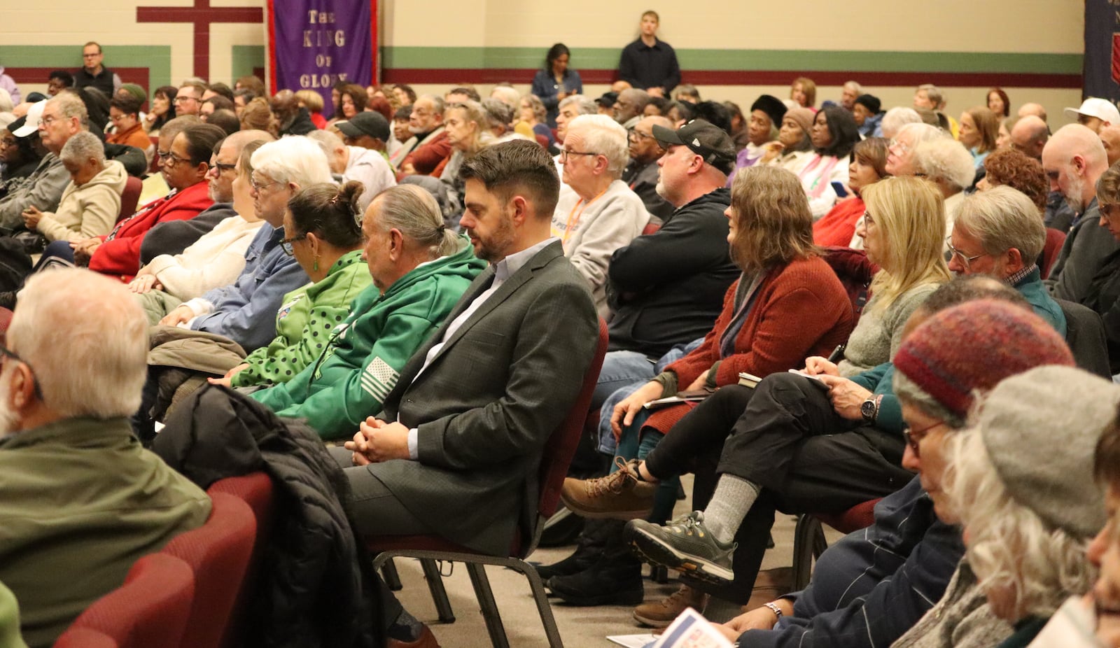 A large crowd packed St. John Missionary Baptist Church Thursday, Dec. 4, 2025 for a town hall meeting on anticipated immigration enforcement next year. JESSICA OROZCO/STAFF