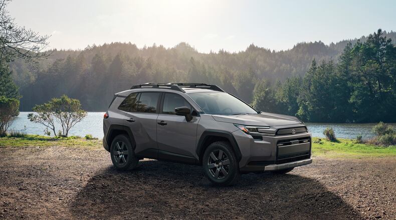 This photo provided by Toyota shows the 2026 RAV4. The new RAV4 is similar to the previous one but has an improved interior and newer technology features. It will also come exclusively with a hybrid powertrain. (Courtesy of Toyota Motor Sales U.S.A. via AP)