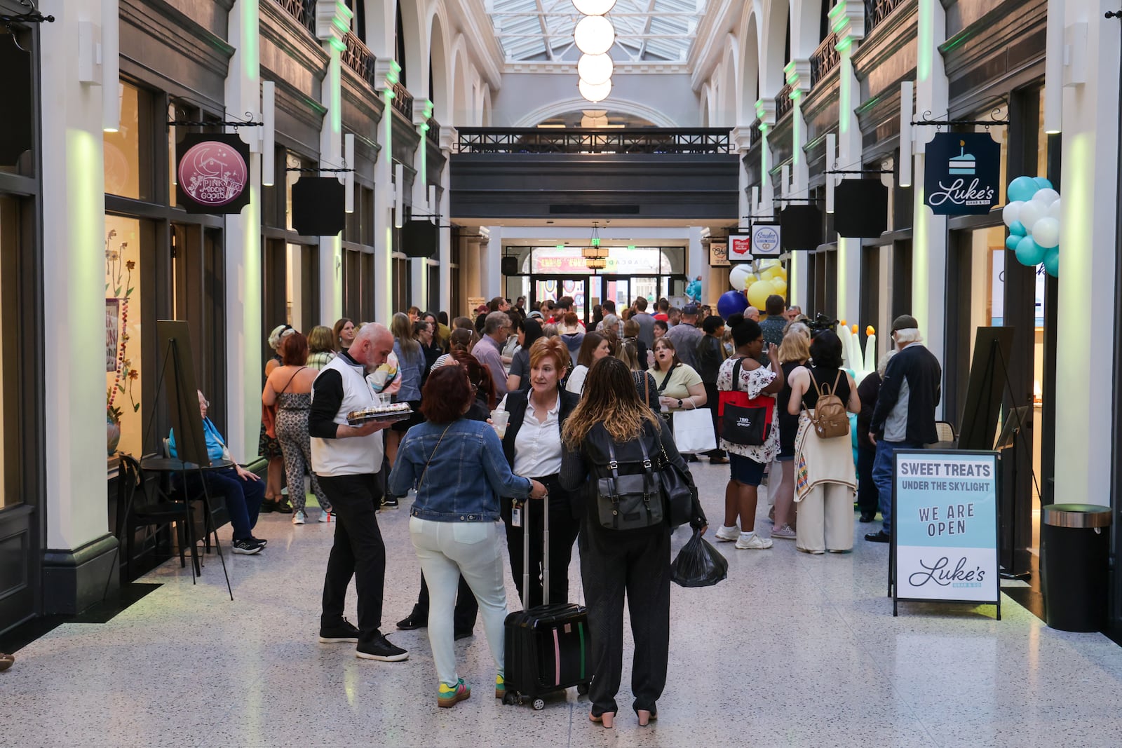 The Dayton Arcade celebrated the opening of the north section on Friday, March 6 with a Friends and Family Retail Reveal event. The north section, which has been undergoing restoration work since 2023, will open to the public for normal business hours next week. BRYANT BILLING / STAFF