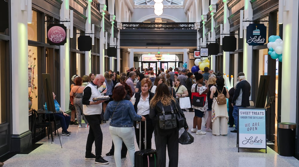 The Dayton Arcade celebrated the opening of the north section on Friday, March 6 with a Friends and Family Retail Reveal event. The north section, which has been undergoing restoration work since 2023, will open to the public for normal business hours next week. BRYANT BILLING / STAFF