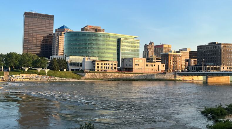 Downtown Dayton and the Great Miami River. CORNELIUS FROLIK / STAFF