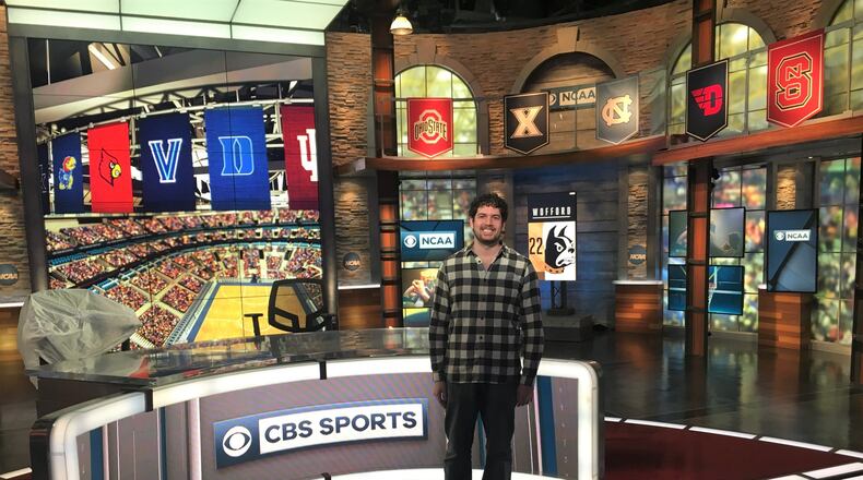 Alex Katz poses for a photo on the set where the NCAA tournament selection show is held. David Jablonski/Staff