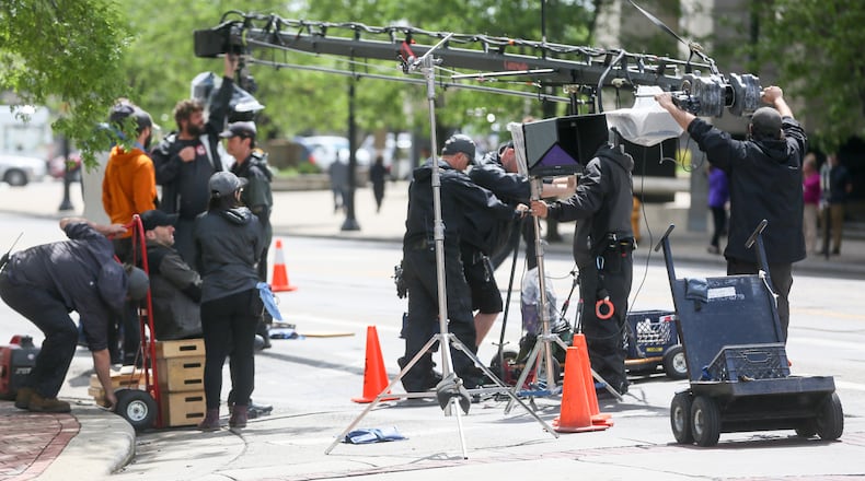 A film crew sets up a scene for the Robert Redford movie The Old Man and the Gun, being filmed in Hamilton, Thursday, Apr. 27, 2017. GREG LYNCH / STAFF