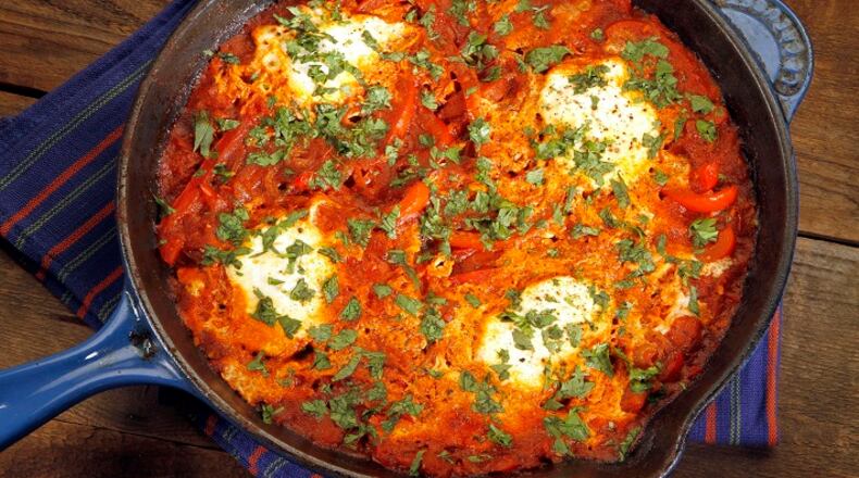 Shakshuka, a Middle Eastern dish, essentially eggs cooked in a spicy tomato sauce, is beginning to see a gain in popularity in the United States. (Glenn Koenig/Los Angeles Times/TNS)