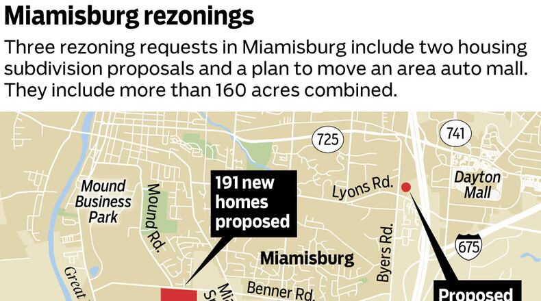 Miamisburg’s planning commission has recommended the approval of all three zoning requests shown in this plan. FILE