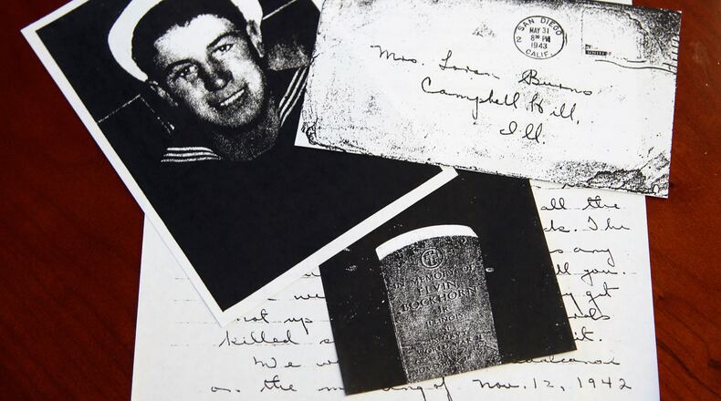 Photos and correspondence about Elvin “Junior” Bockhorn, Jr.from a shipmate. Bockhorn was killed aboard the USS Cushing during the Battle of Guadalcanal on November 13, 1942. TY GREENLEES / STAFF