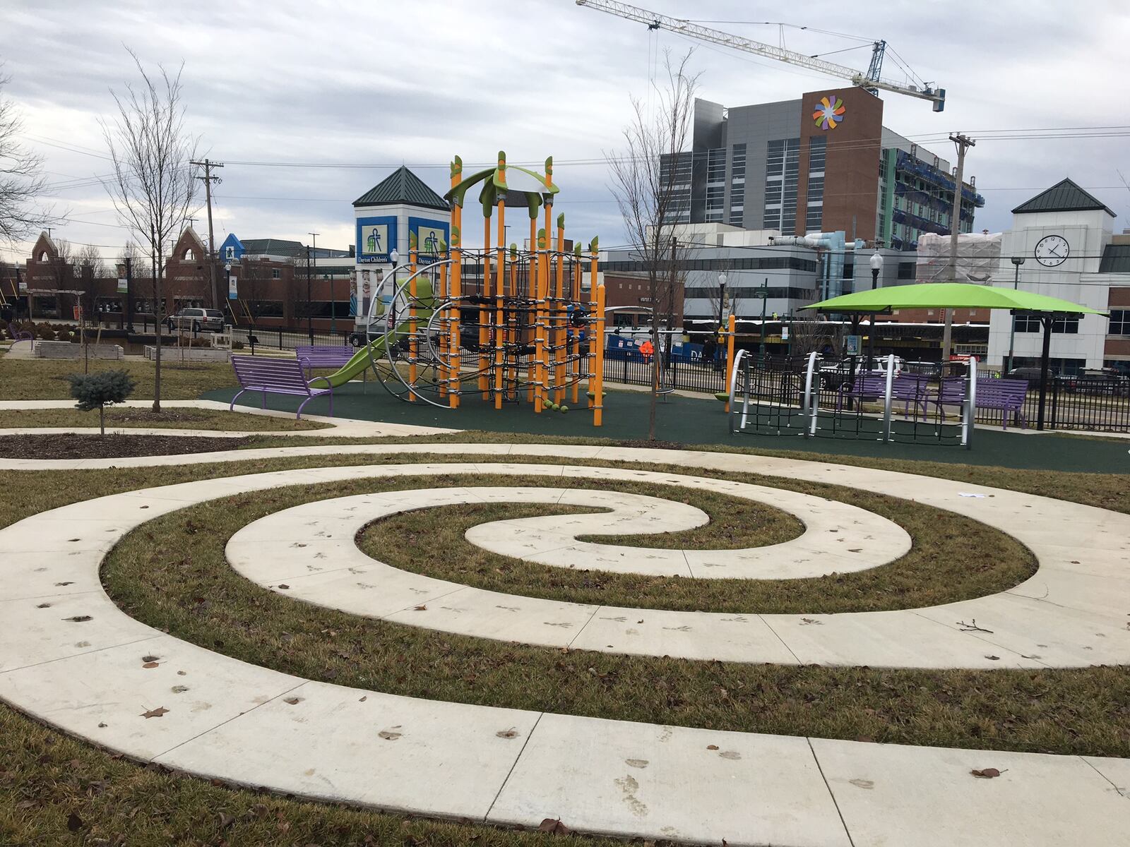 A view of Dayton Children’s hospital from the kids park across the street. CORNELIUS FROLIK / STAFF