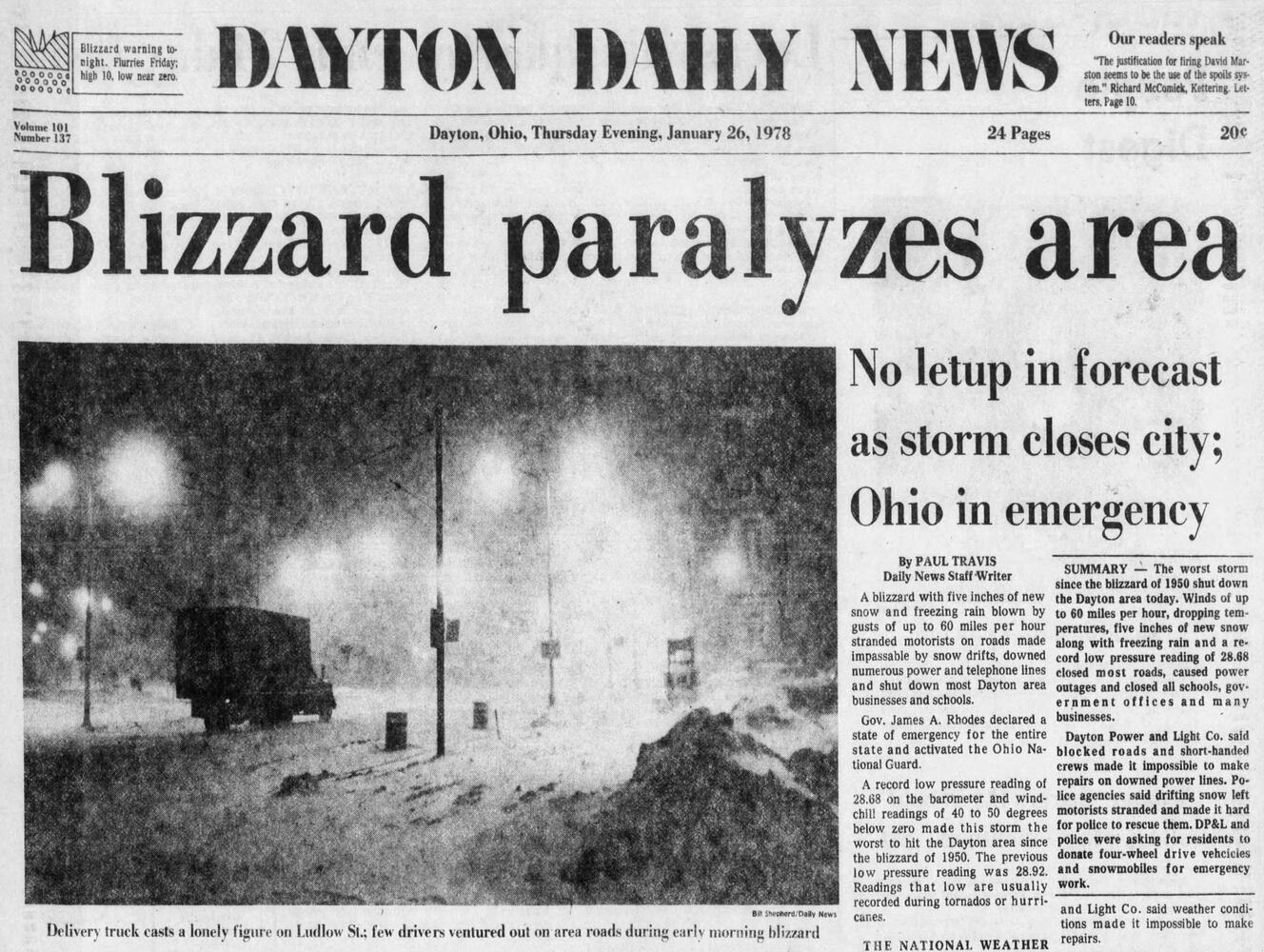 Winter Blizzard of 1978 Dayton