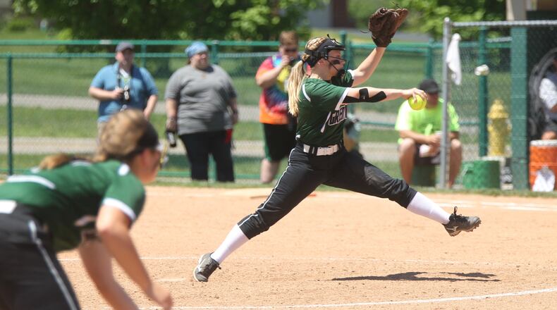 Greenville’s Grace Shaffer throws a pitch. David Jablonski/Staff