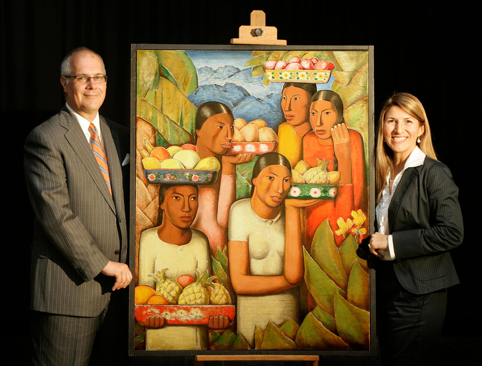 This year's Art Ball chairs, Bear Monita (left) and Barbra Stonerock, have selected a Latin-flavored theme, based on the painting "Figure Composition" by Alfredo Ramos Martinez.