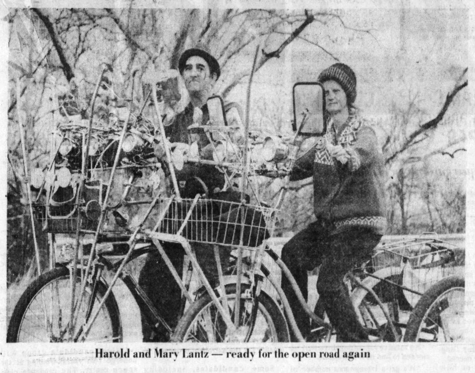 Harold Lantz and his wife Mary were known for their long distance bike rides in 1976. DAYTON DAILY NEWS ARCHIVES