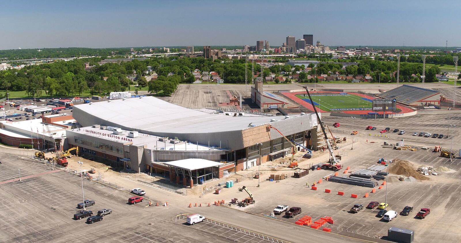 Phase two of a three-year, $72 million renovation of UD Arena is in full swing with two shifts of workers.   TY GREENLEES / STAFF