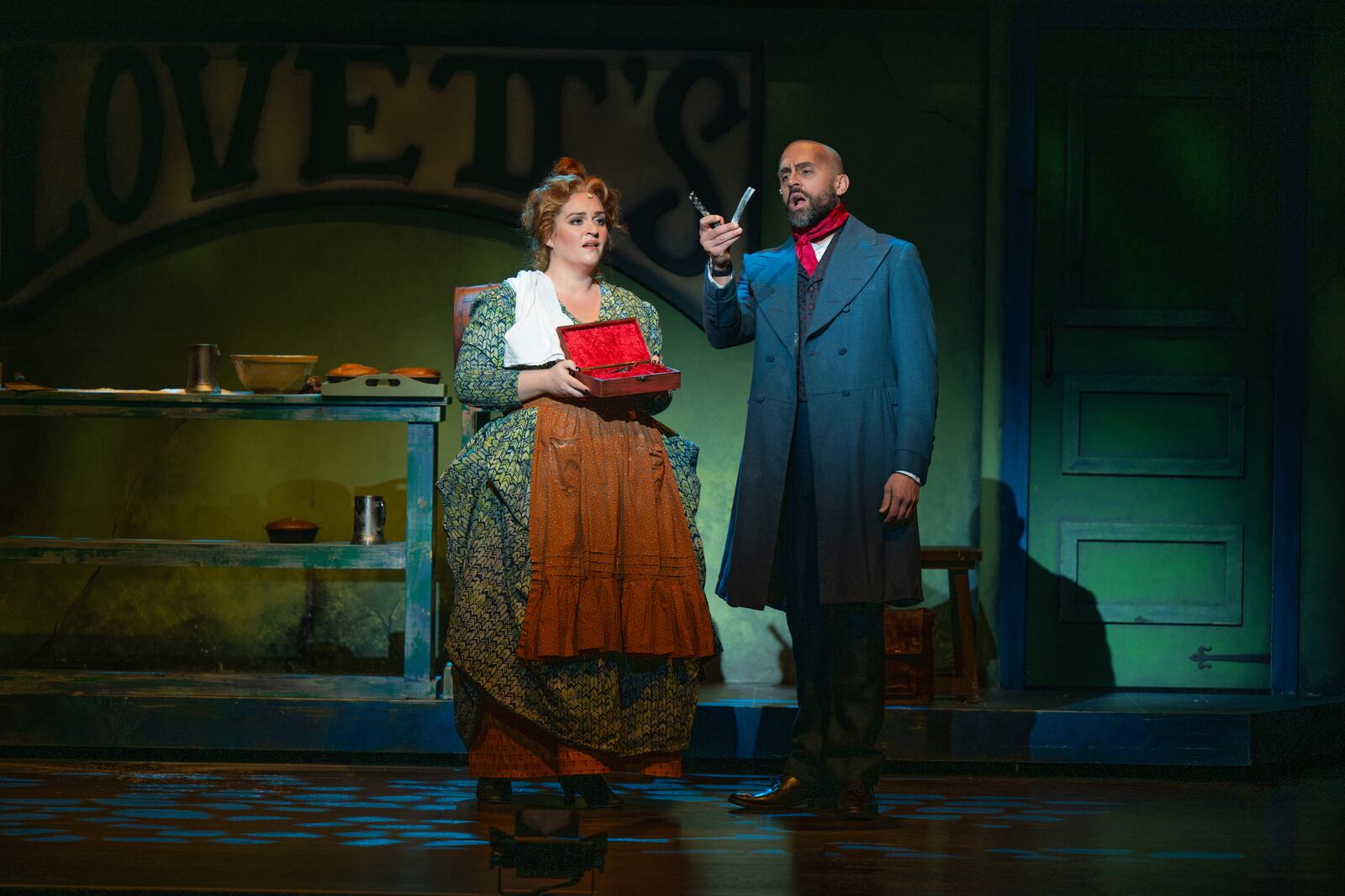 Ann Toomey (Mrs. Lovett) and John Moore (Sweeney Todd) in Dayton Opera's "Sweeney Todd." PHOTO BY SCOTT ROBBINS / DAYTON PERFORMING ARTS ALLIANCE