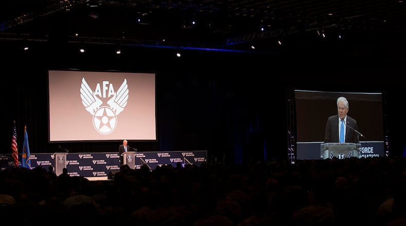 Secretary of the Air Force Frank Kendall speaks at the Air Force Association Warfare Symposium March 3. Kendall spoke about his one team one fight mantra and his operational imperatives during the symposium. U.S. AIR FORCE PHOTO/TECH. SGT. ARMANDO A. SCHWIER-MORALES