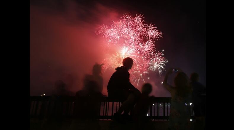The fireworks display in downtown Dayton to celebrate Independence Day 2018. LISA POWELL / STAFF