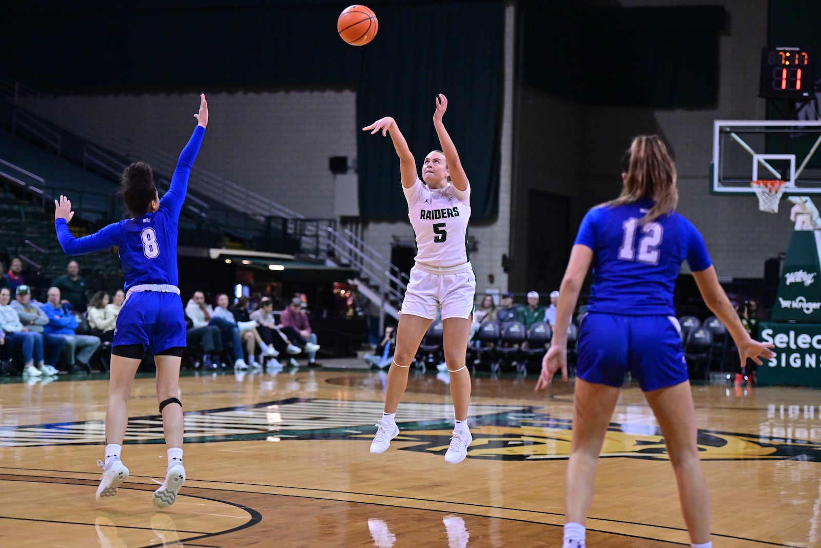 Wright State's Claire Henson shoots a long 3-pointer during Tuesday night's game vs. Indiana State at the Nutter Center. Wright State Athletics photo