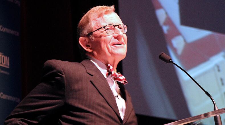 OSU President E. Gorden Gee was the keynote speaker during the Dayton Area Chamber of Commerce annual meeting Tuesday at the Schuster Center downtown. DEE MOORMAN / STAFF