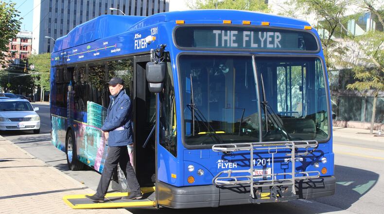 The Flyer will be a free downtown Dayton shuttle service that travels in a loop from Brown Street to Monument Avenue. CORNELIUS FROLIK / STAFF
