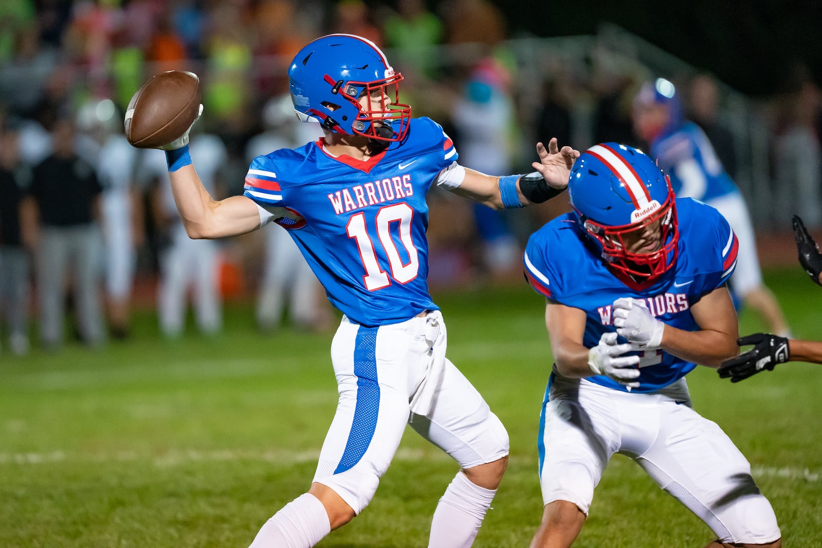 Northwestern High School freshman Mason Kluczynski throws a pass during their 42-7 victory over Greenon on Friday, Aug. 29 at Taylor Field in Springfield. RODNEY GETZ/CONTRIBUTED PHOTO