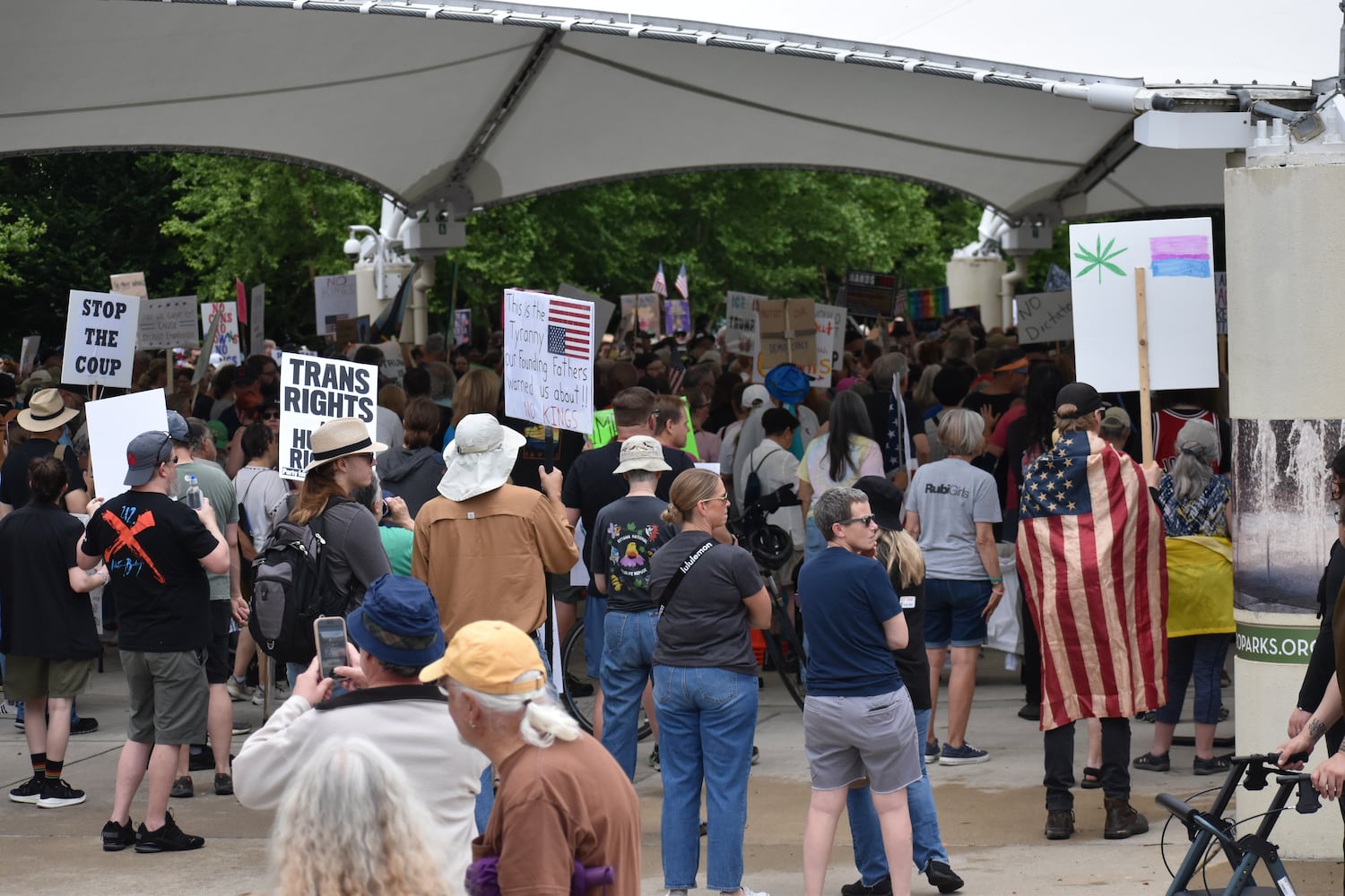 Dayton June 14, 2025 No Kings protest at RiverScape Pavilion