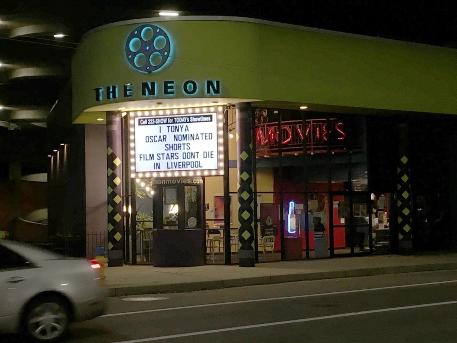 The Neon movie theater in downtown Dayton's new marquee was installed on Feb. 19, 2018.  Photo: Amelia Robinson