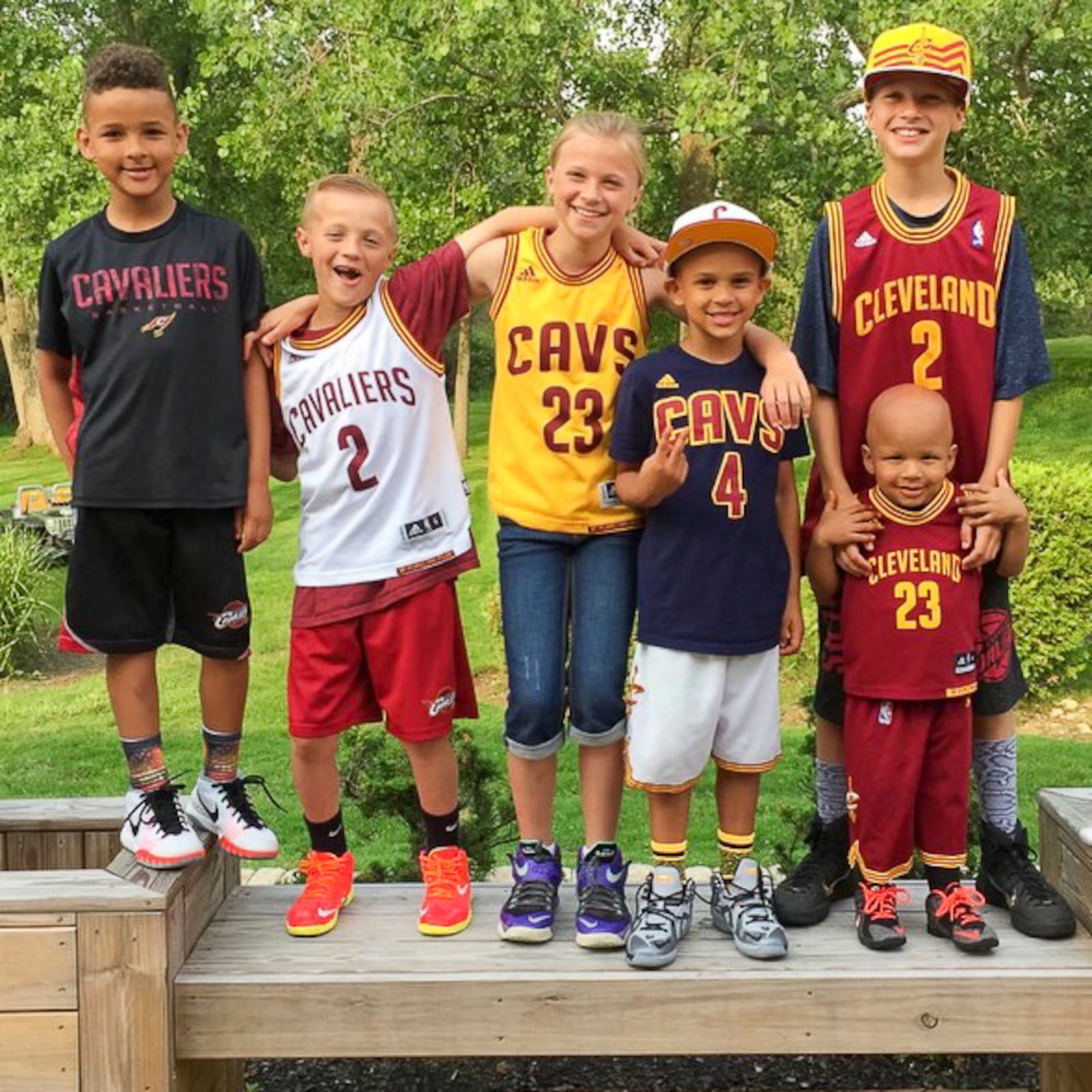 The children of Gene and Jenny Derkack and the kids of their great friend Raja Bell and his wife Cindy. Raja, who played 13 years in the NBA, was Gene's roommate when they both played basketball at Florida International University in Miami , Jenny was a soccer star at FIU and roomed with Kim. In photo (left to right) Dia Bell, Aiden Derkack, Taylor Derkack, Tai Bell, Jordan Derkack, Zen Bell. CONTRIBUTED PHOTO