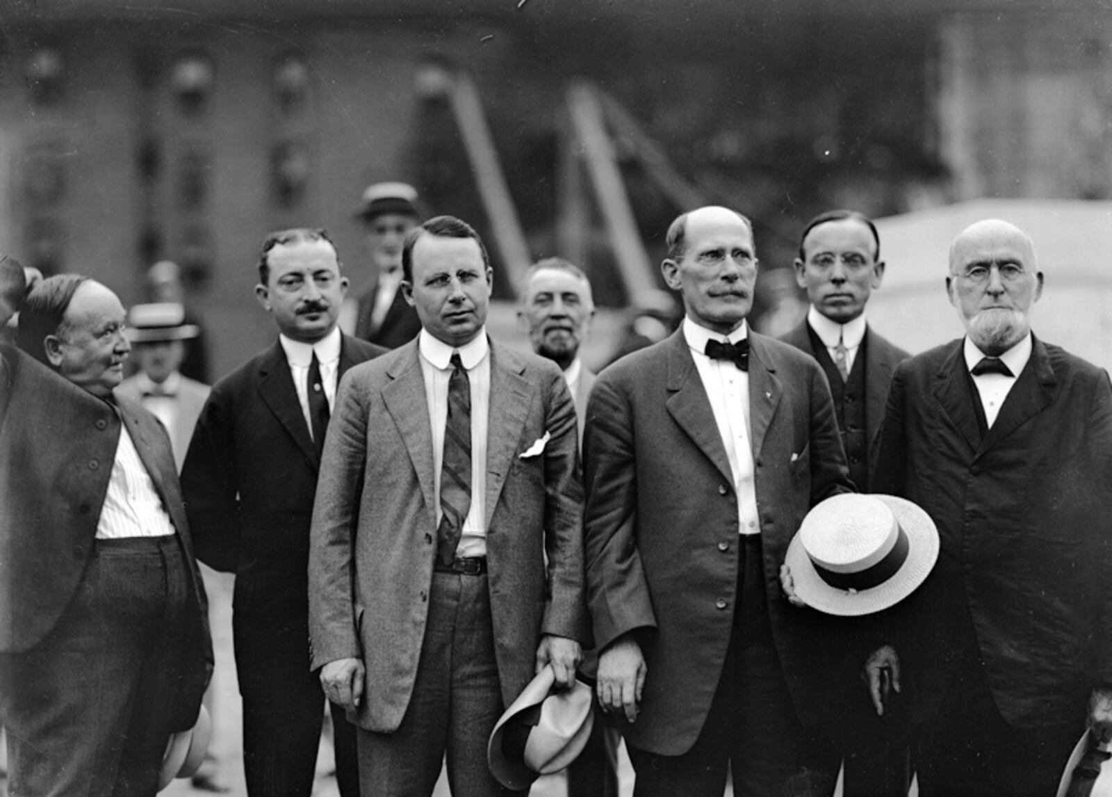 Congressman James M. Cox (founder of the Dayton Daily News & future Ohio governor) and Dayton Mayor Edward Phillips at The Old Post Office Building's cornerstone ceremony, July 23, 1912. PHOTO / From the collections of Dayton History