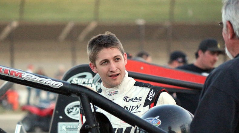 Former Piqua resident Justin Grant scored his seconds triaght win at Eldora Speedway on Friday night during the #LetsRaceTwo weekend. CONTRIBUTED PHOTO/Greg Billing