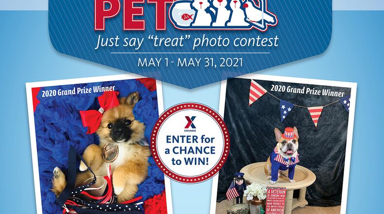 From May 1-31, military shoppers at Wright-Patterson Air Force Base Exchange can submit a patriotically themed photo of their pet or pets – whether they be furry, feathered or scaly – at ShopMyExchange.com/sweepstakes for a chance to win $3,000 in Exchange gift cards. CONTRIBUTED PHOTO